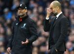 Klopp y Guardiola, durante un partido de la Premier entre el Liverpool y el Manchester City.