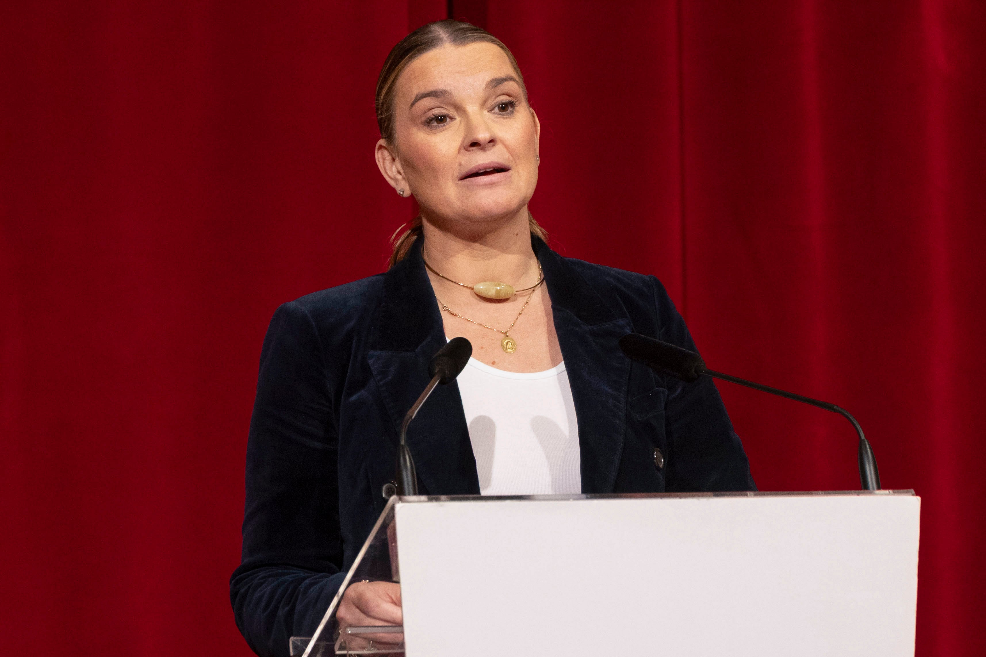 PALMA DE MALLORCA (ESPAÑA), 14/11/2025.- La presidenta del Govern balear, Marga Prohens tras su encuentro con el presidente de la Generalitat, Salvador Illa (no en la imagen) este viernes en Palma de Mallorca. EFE/ Cati Cladera
