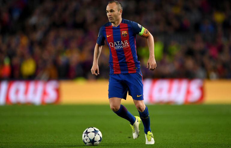 Iniesta durante el partido ante la Juventus 