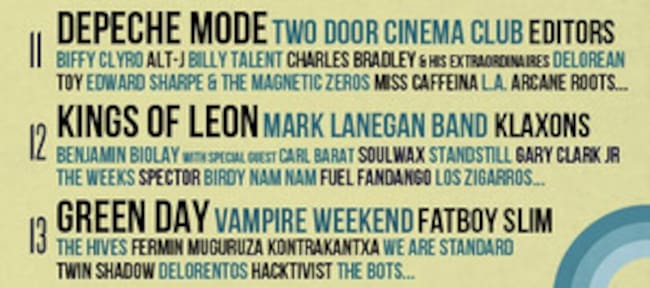 Green Day, Fatboy Slim y Depeche Mode encabezan el cartel de este año del Bilbao BBK Live