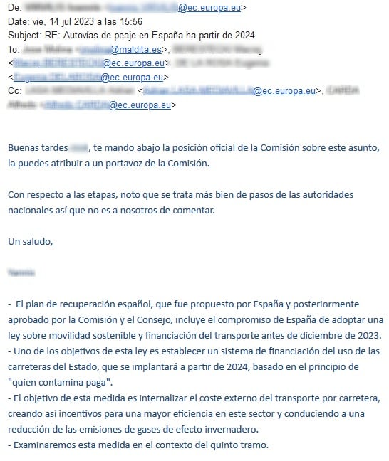 Fuente: Respuesta de la Comisión Europea a Maldita.es.