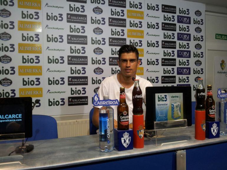 Xisco Campos en la rueda de prensa del martes en el Toralín