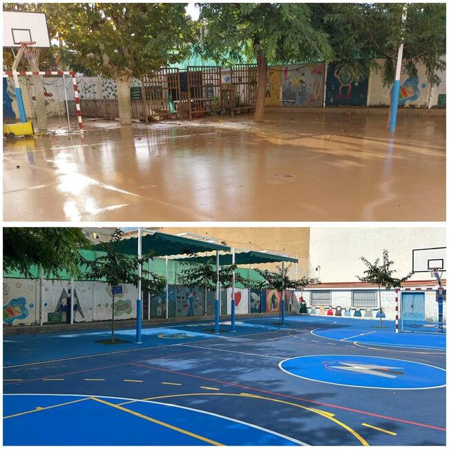 Reconstrucción del patio del colegio María Inmaculada de Alfalfar