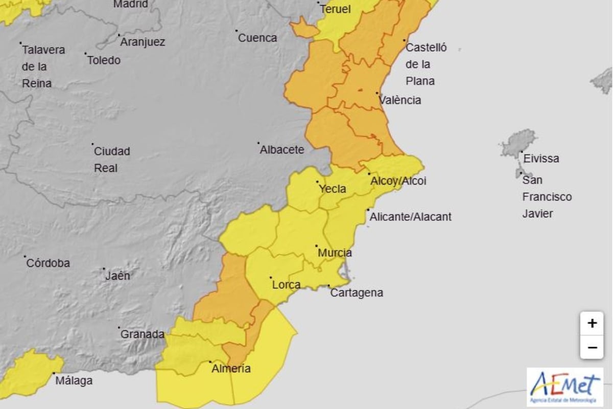 Alertas de la AEMET para el miércoles