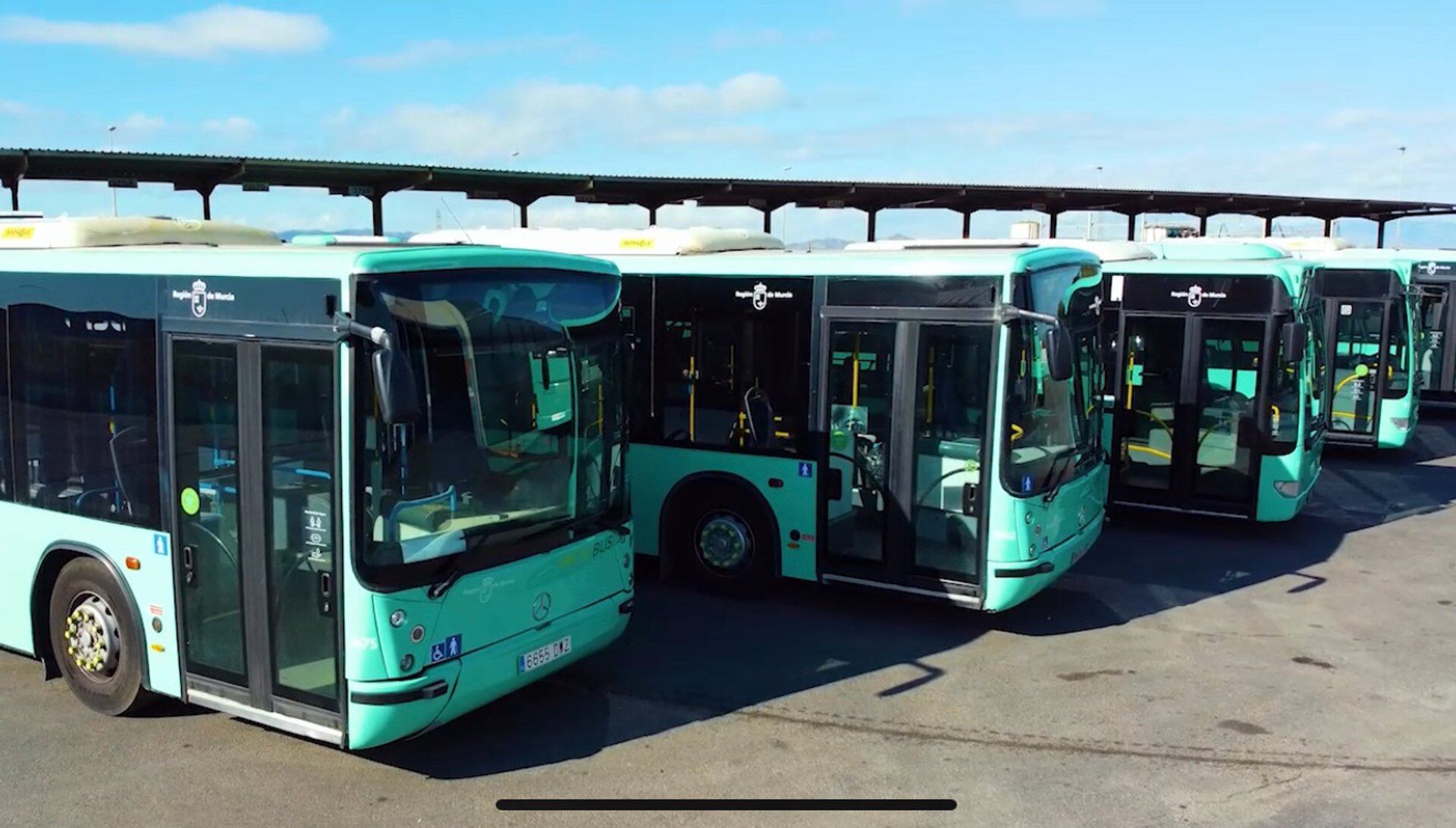 Imagen de la flota de autobuses urbanos de la Región de Murcia, Movibus