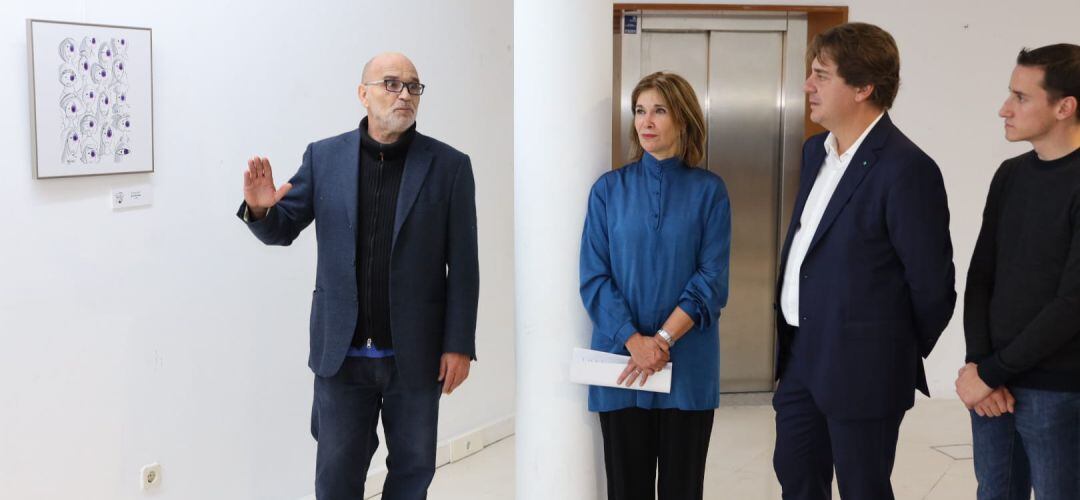 La periodista Ely del Valle participó junto con el alcalde de Fuenlabrada y el concejal de lgualdad en la inauguración de la exposición.