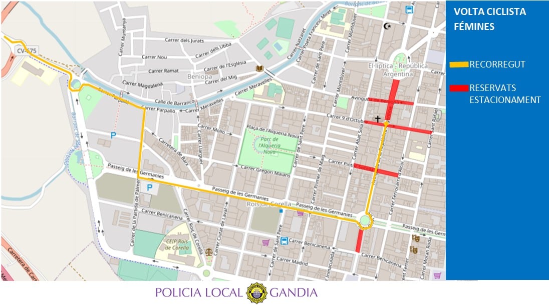 Cortes al tráfico para el 17 de febrero en Gandia