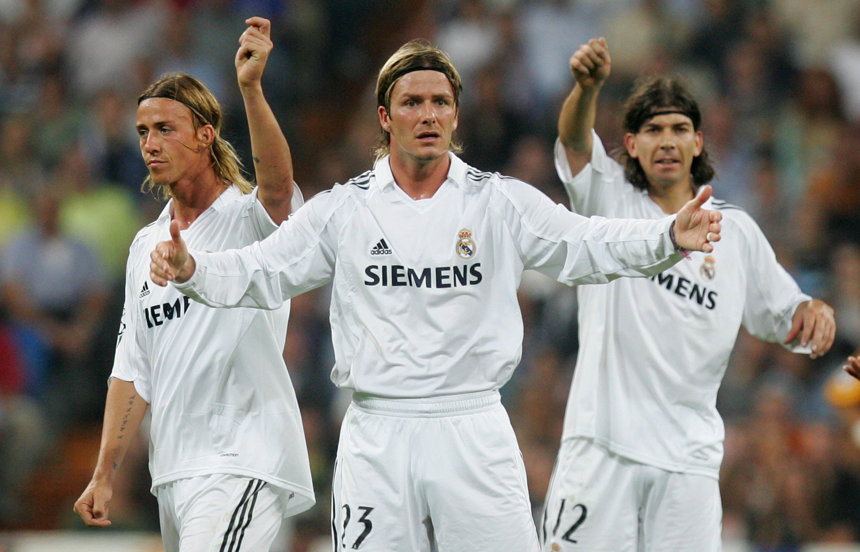 Beckham, Guti y Pablo García, en 2005.