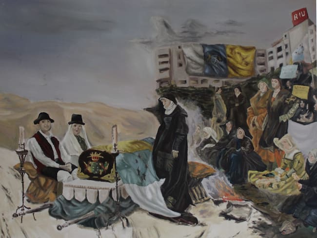“Apología Canaria: muerte de la bandera nacionalista” (2024) un óleo sobre lienzo F40 (100 x 81 cm)