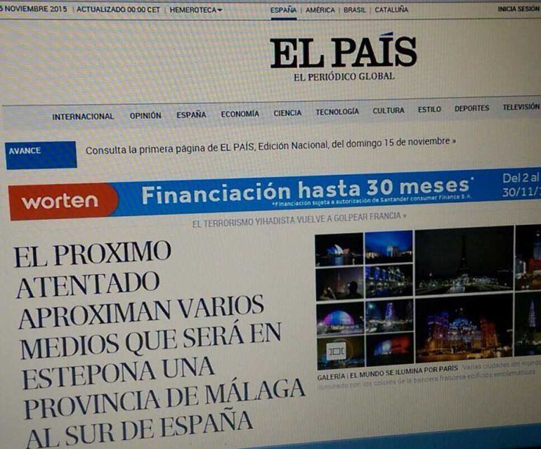 Pantallazo de la falsa amenaza terrorista