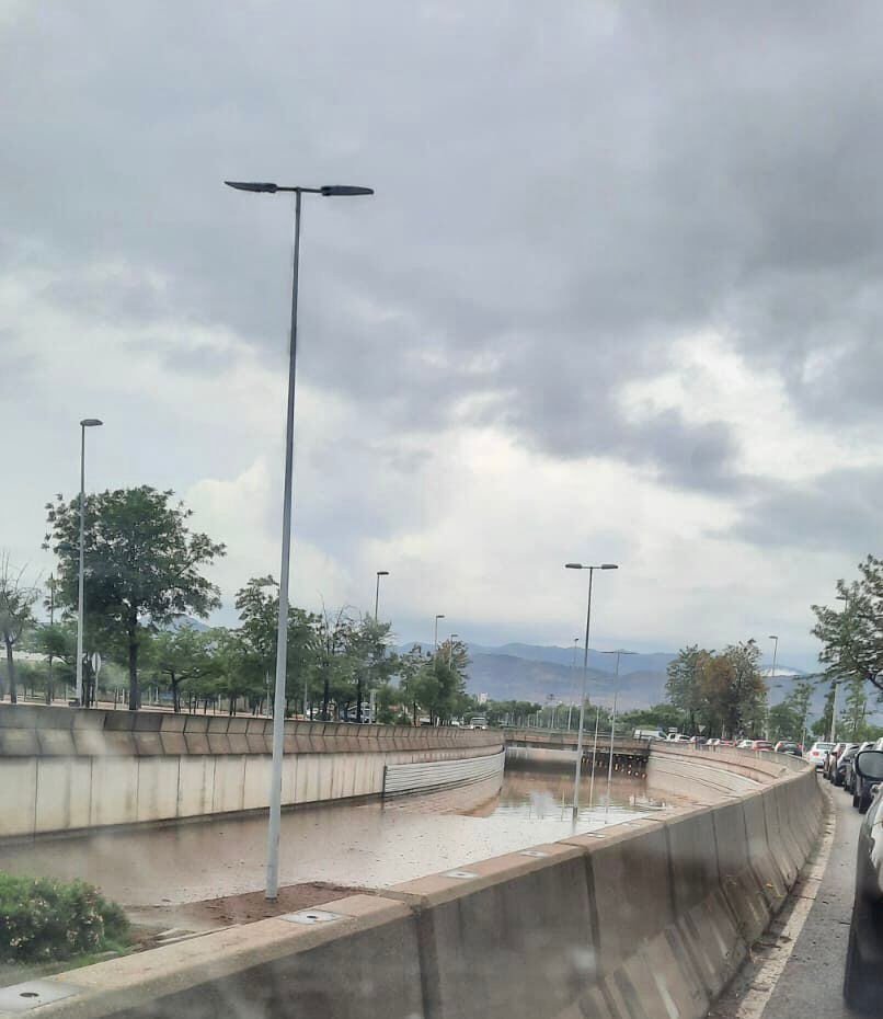 Túnel Ronda Norte Castelló anegado por el agua
