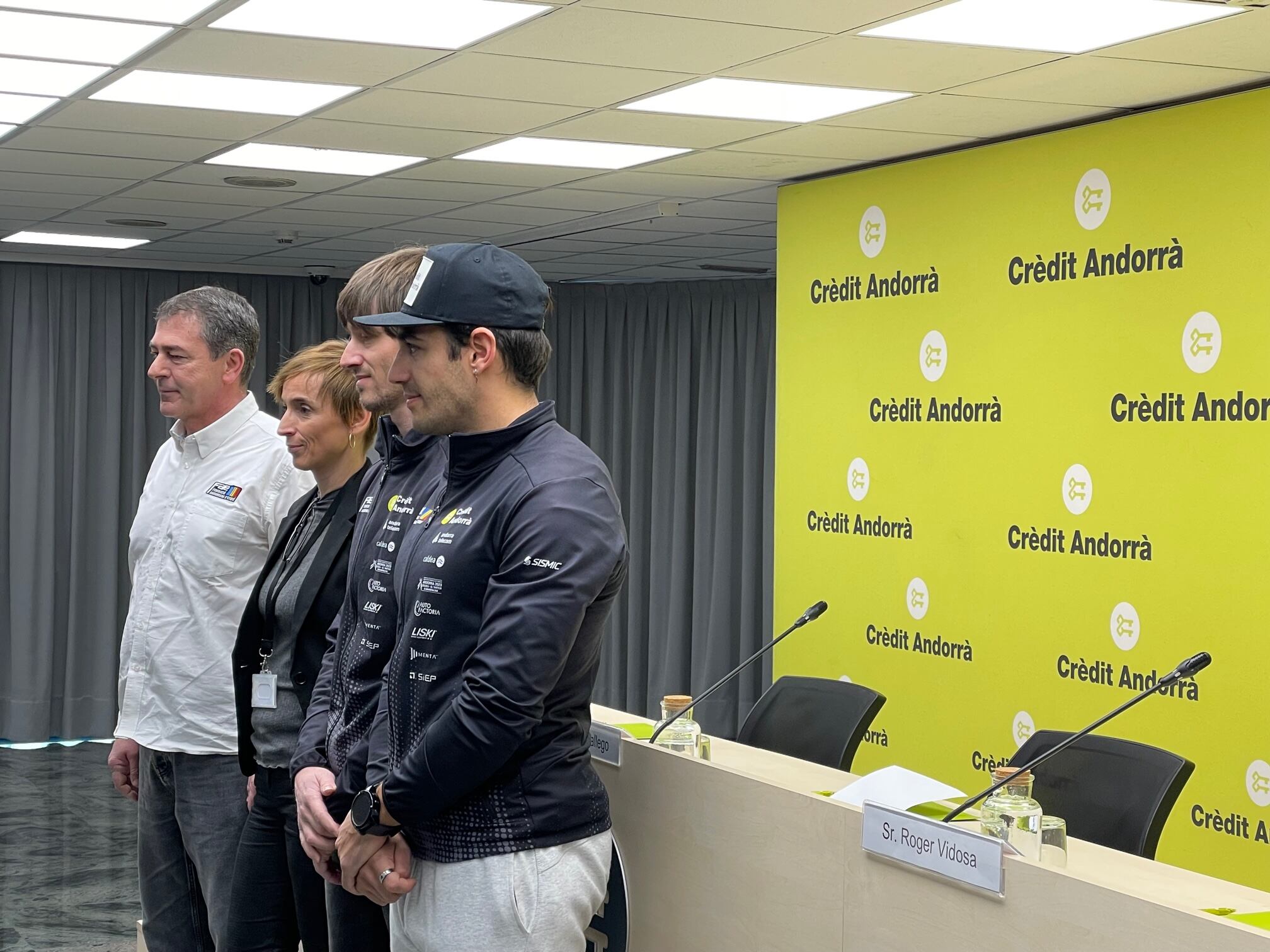 Presentació de l&#039;equip nacional al Mundial de Courchevel amb Joan Verdú en primer terme.