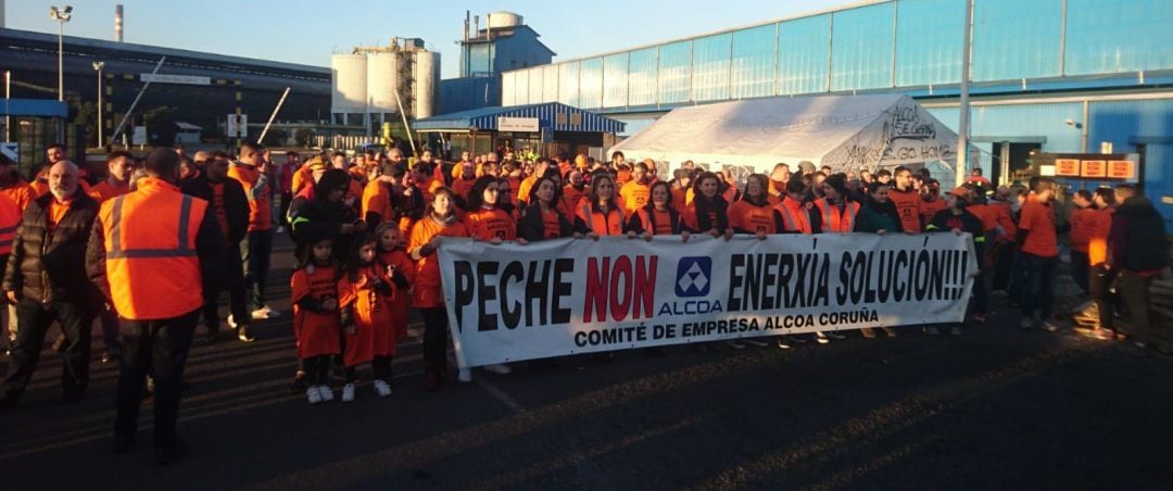 Protesta de trabajadores de Alcoa de A Coruña