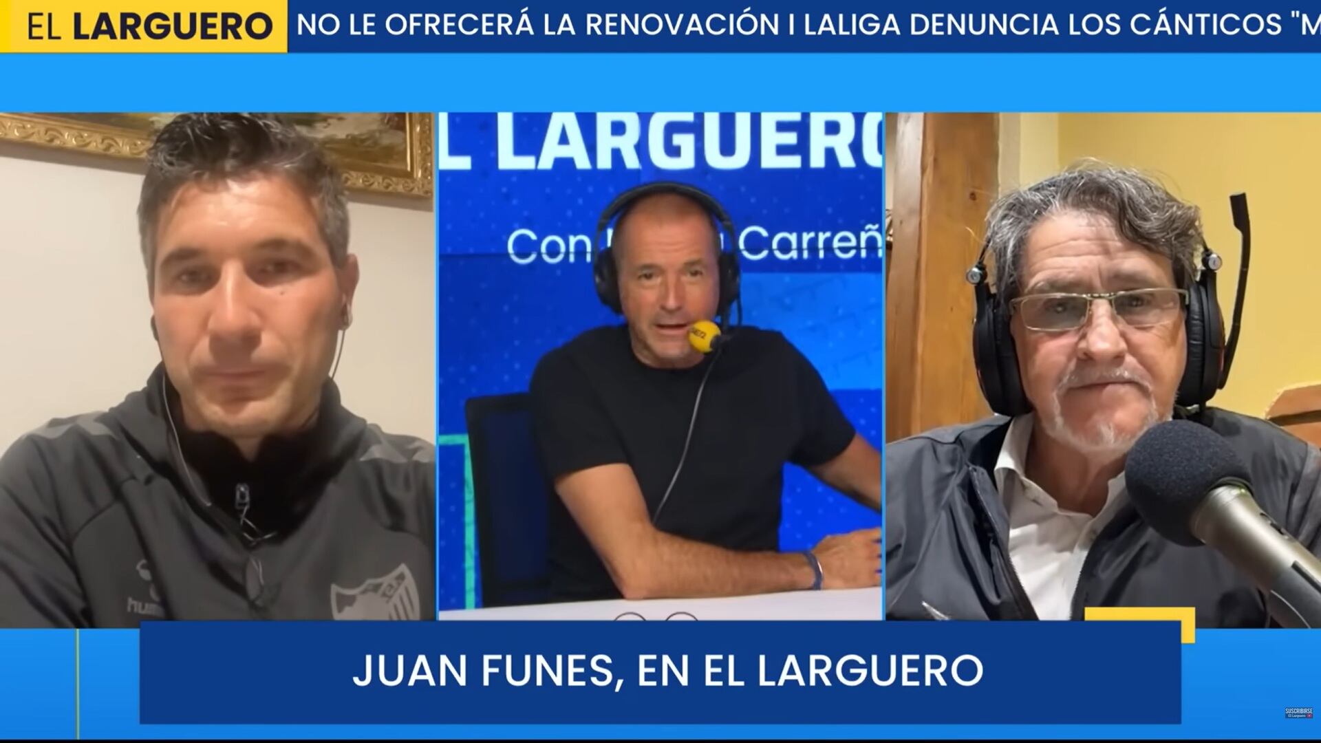Juanfran Funes, junto a Manu Carreño y Raúl Benito, en El Larguero