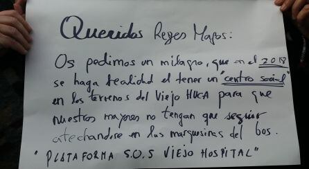 Carta a los Reyes Magos de la plataforma SOS Viejo HUCA