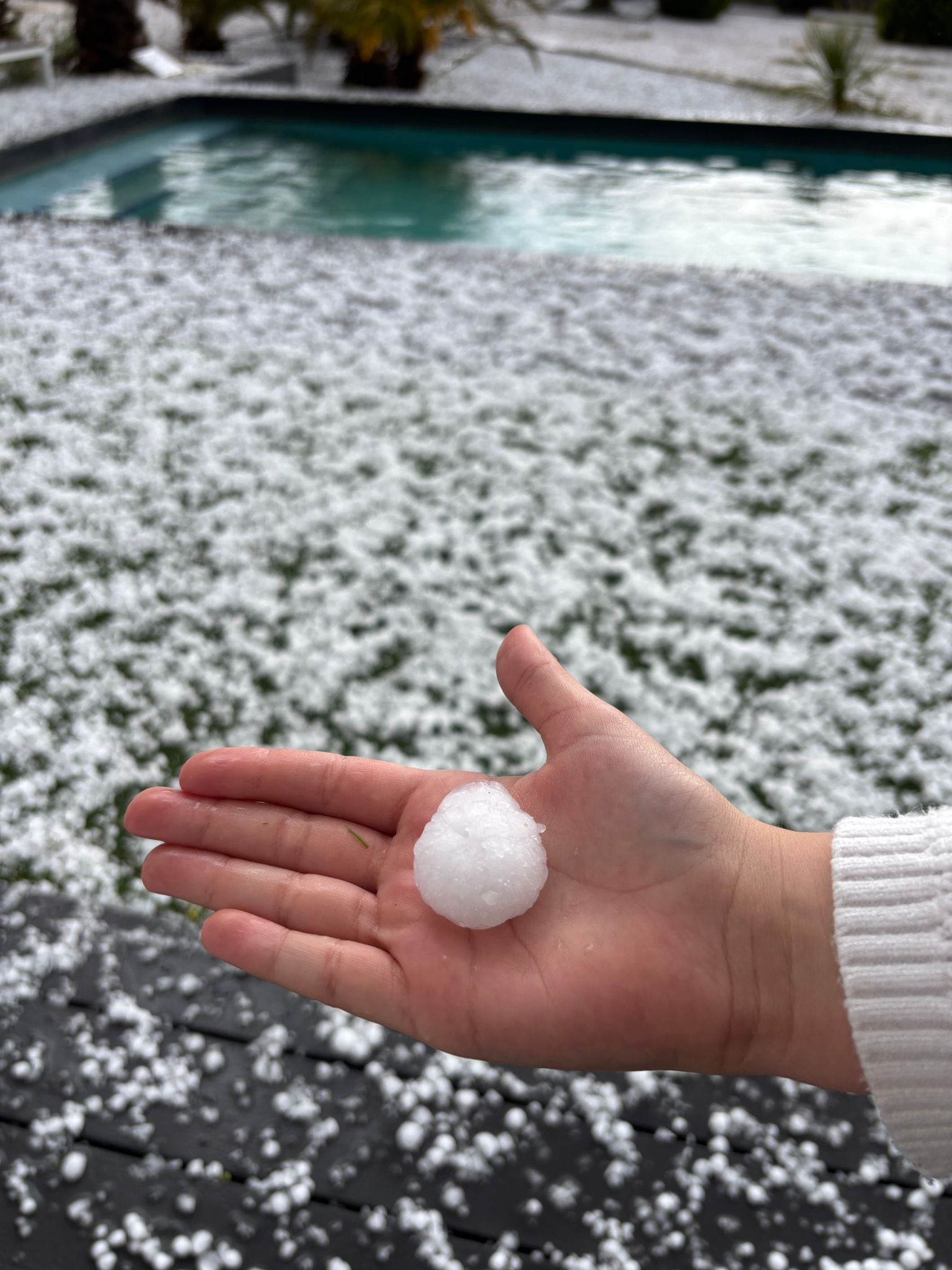Tamaño del granizo caído en Jumilla