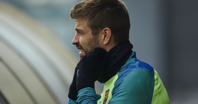 Piqué, durante un entrenamiento del FC Barcelona