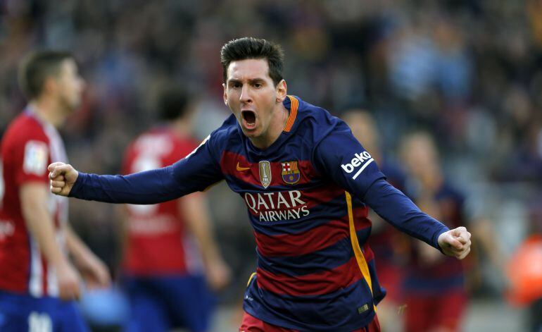 Messi celebra un gol ante el Atlético de Madrid