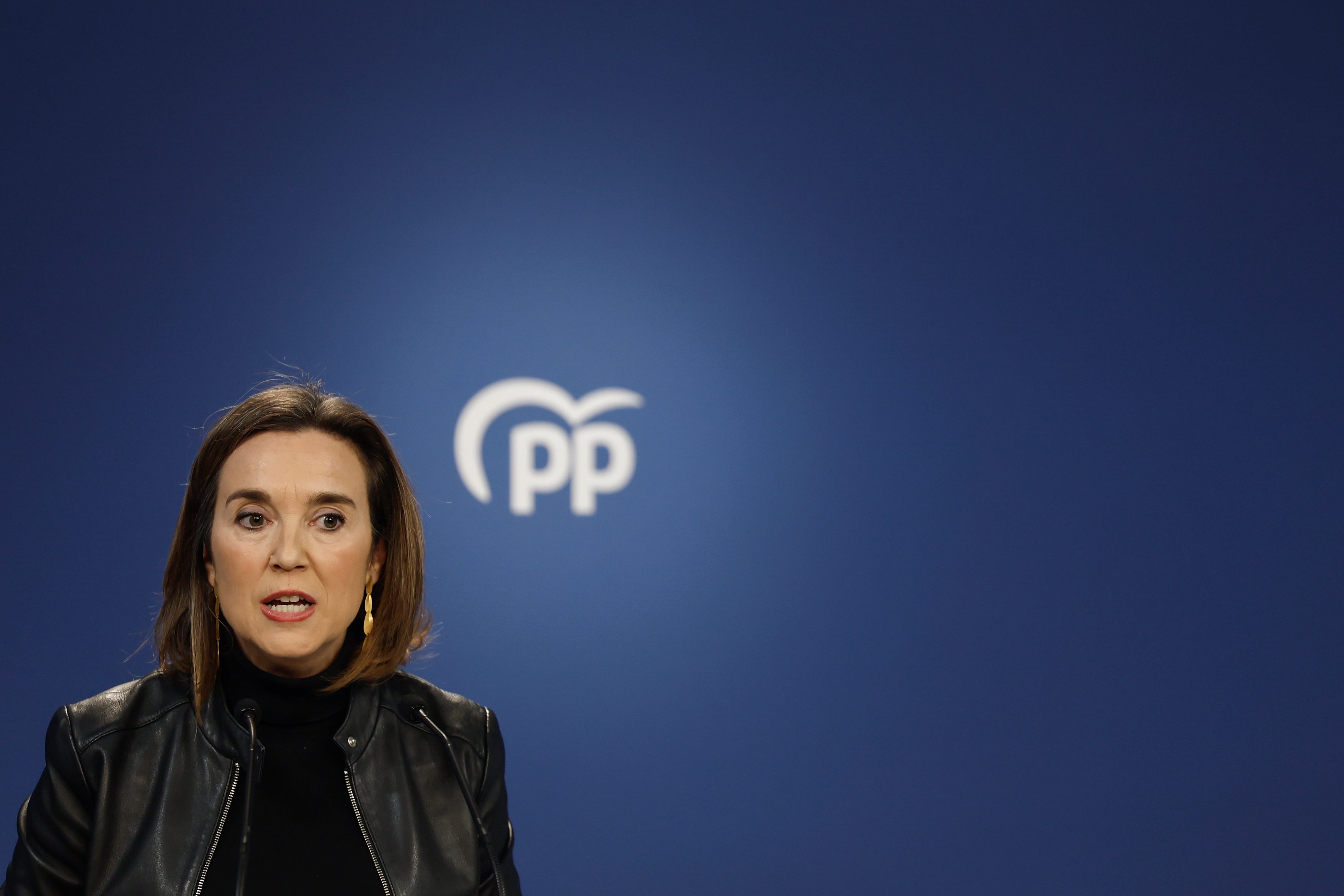 La secretaria general del Partido Popular y portavoz del GPP, Cuca Gamarra, ofrece una rueda de prensa para valorar la actualidad política, este martes