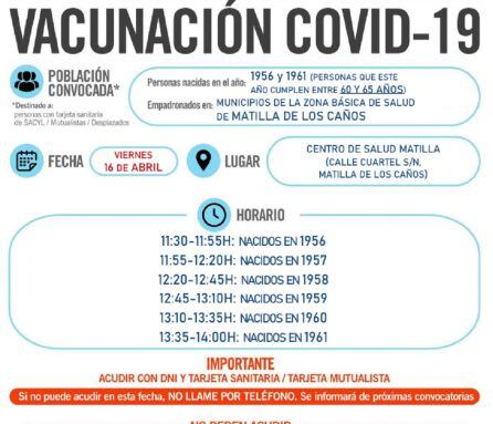 Información de la campaña de vacunación en Matilla de los Caños