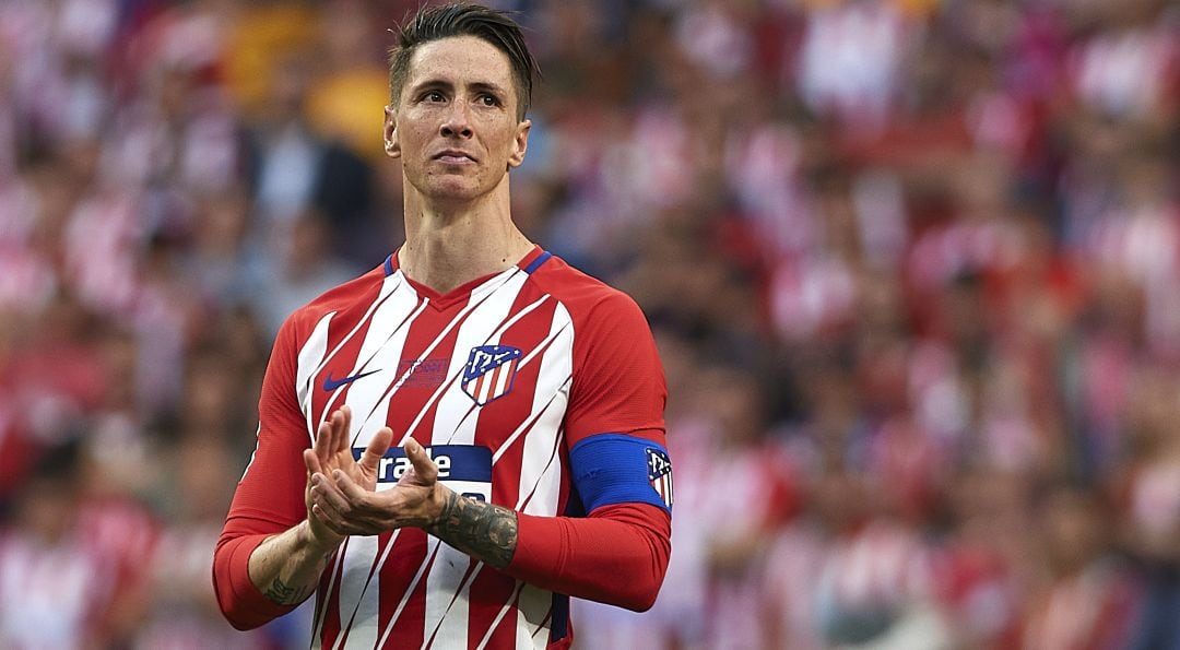 Fernando Torres, en su despedida del Atlético en el Metropolitano.