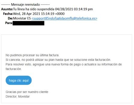 Este es el mensaje que podría haberte llegado al correo electrónico.