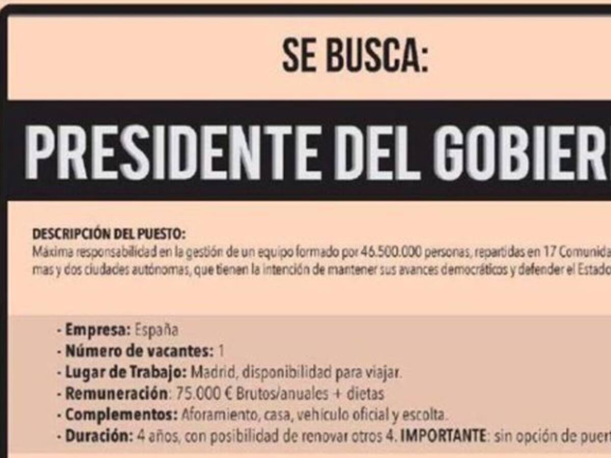 Se busca presidente del Gobierno (sin puertas giratorias)