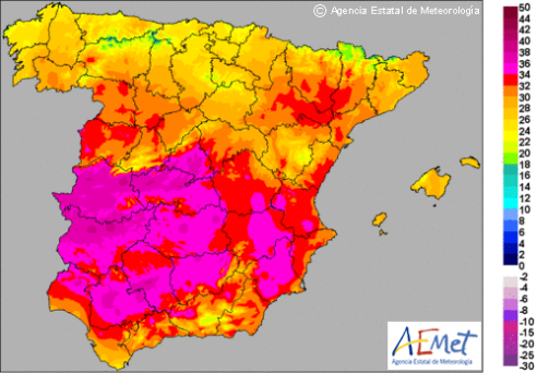 Primer episodio del verano de temperaturas significativamente altas en gran parte del país.