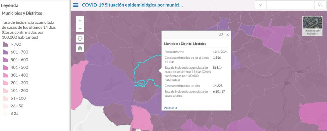 Mapa epidemiológico de Móstoles