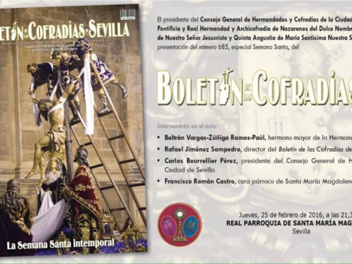 La Quinta Angustia, eje del especial de Semana Santa del Boletín de las Cofradías