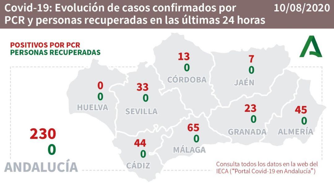 Datos del coronavirus por provincias.