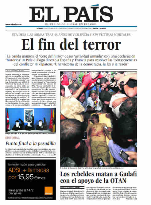 El País: &quot;El fin del terror&quot;