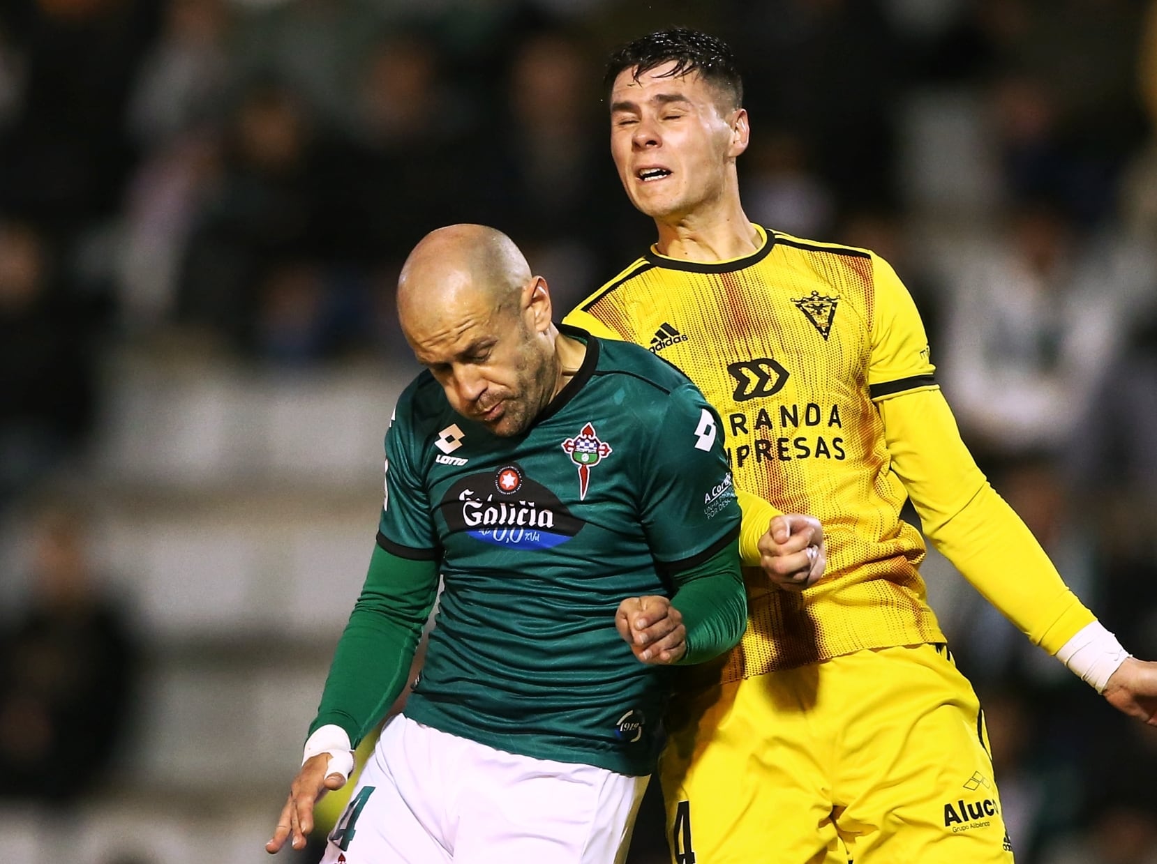 Jon García, en un lance del Racing-Mirandés de A Malata (foto: Mero Barral / Cadena SER)