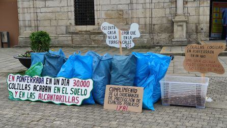 Proyecto Orbanajo deja residuos a la puerta del Ayuntamiento de Ponferrada