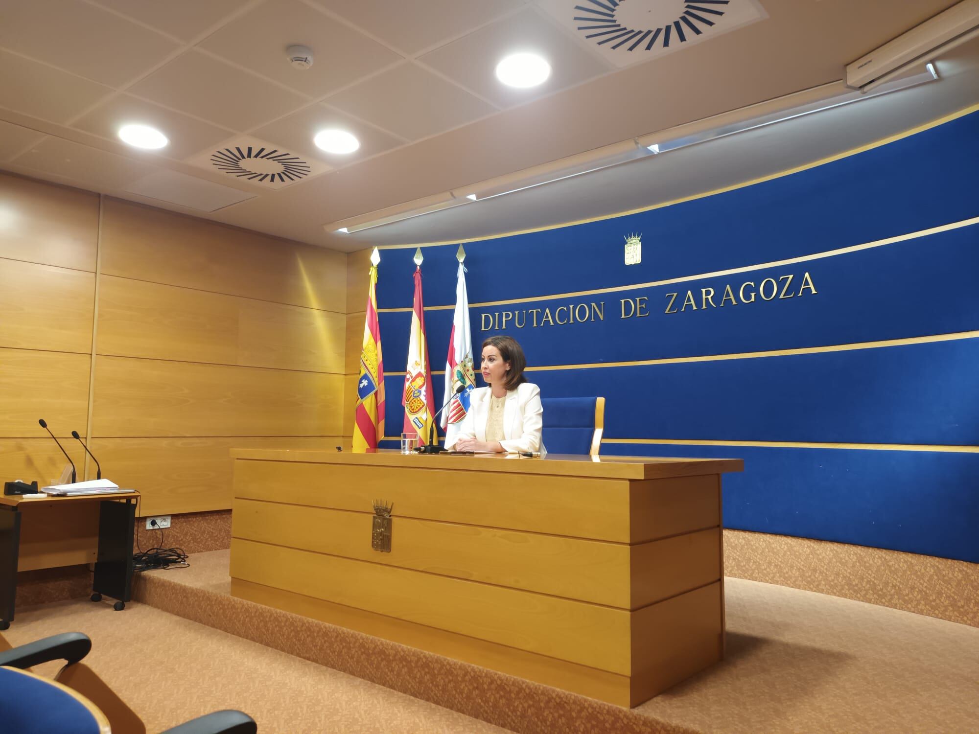 Teresa Ladrero, vicepresidenta de la DPZ, presentando la iniciativa que llevará a instalar cámaras de videovigilancia en localidades más pequeñas