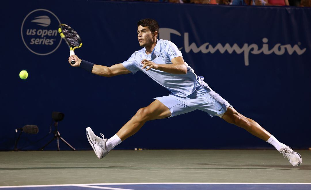 Carlos Alcaraz en su debut en el US Open