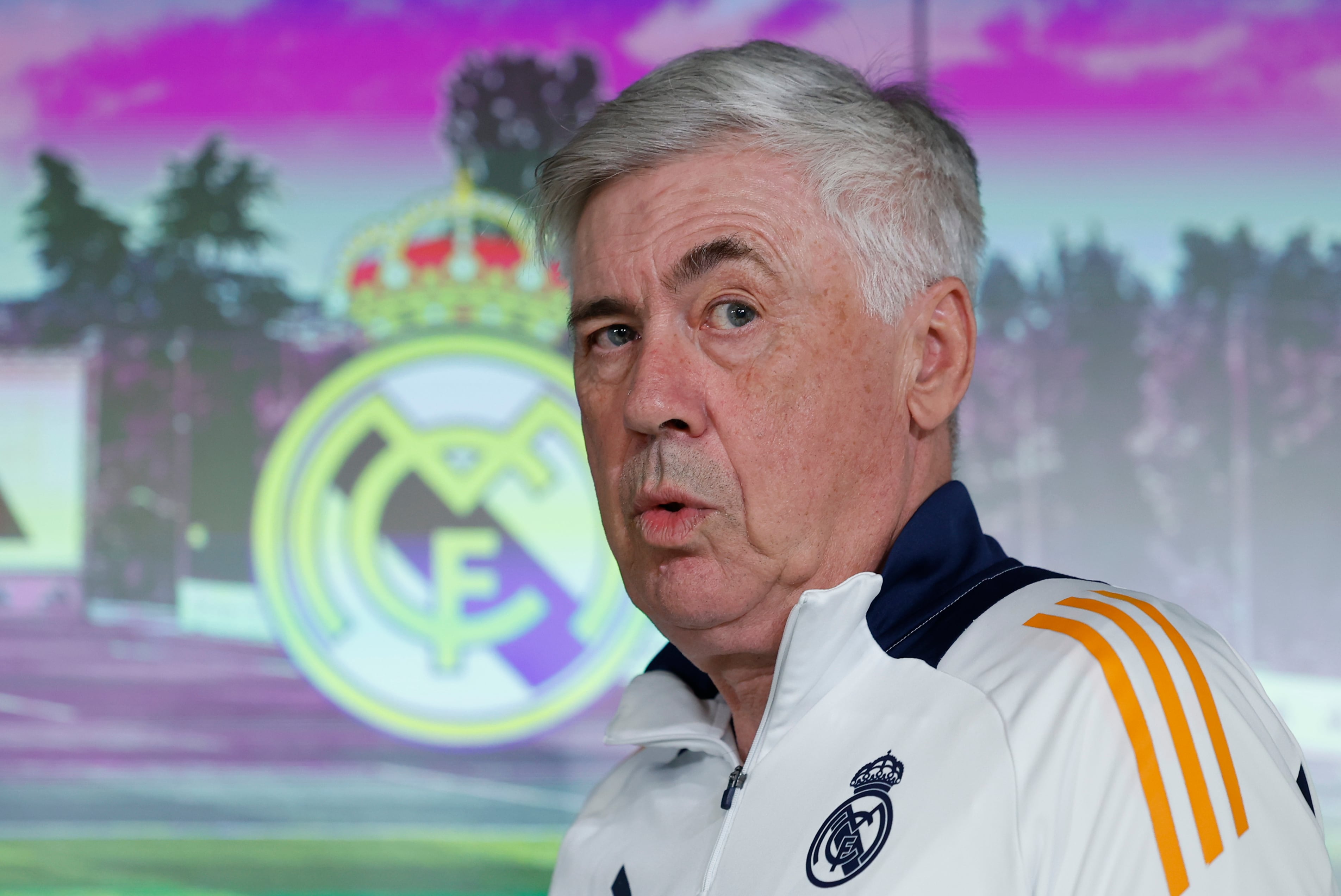 El entrenador del Real Madrid, Carlo Ancelotti, durante una rueda de prensa