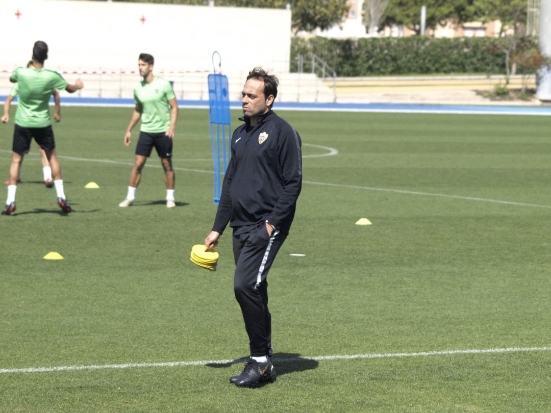 Fran Fernández en el entrenamiento de este viernes.