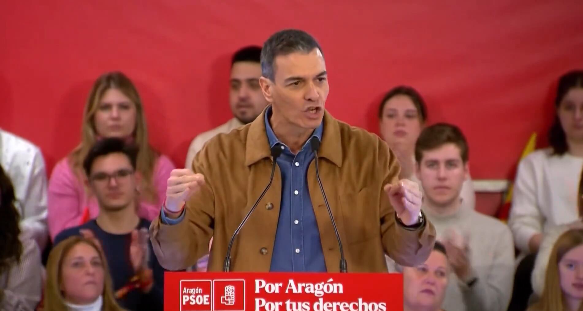 Pedro Sánchez durante un acto en Teruel.