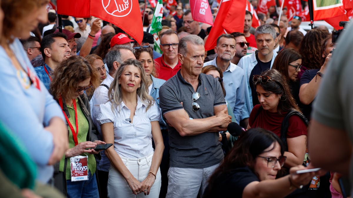 Yolanda Díaz y los sindicatos reclaman repartir beneficios y subir salarios en la manifestación principal de este Primero de Mayo