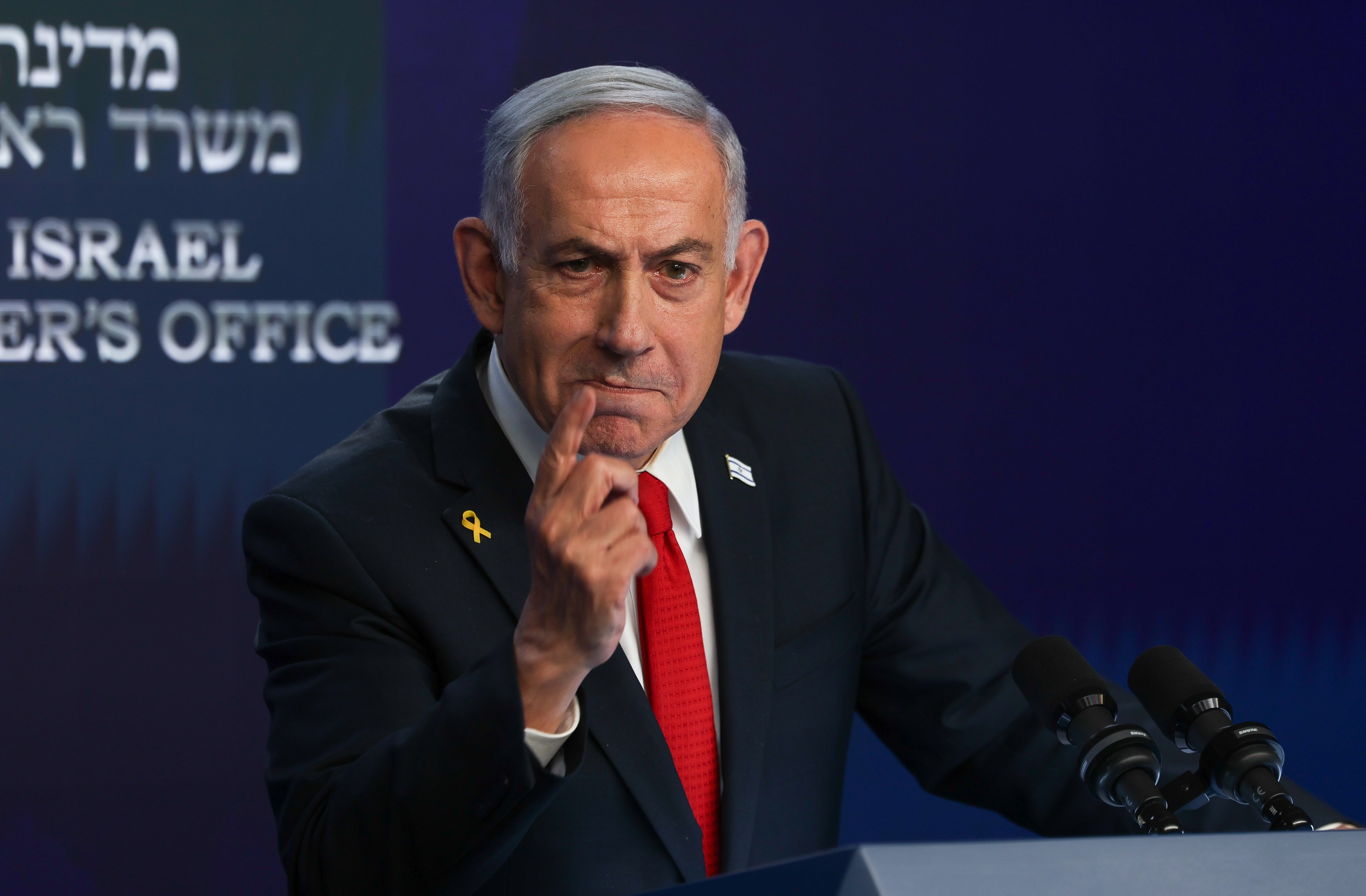 Benjamin Netanyahu durante una rueda de prensa en Israel