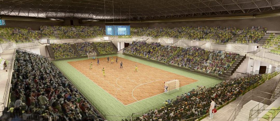 Interior del futuro Palacio de Deportes Olivo Arena.