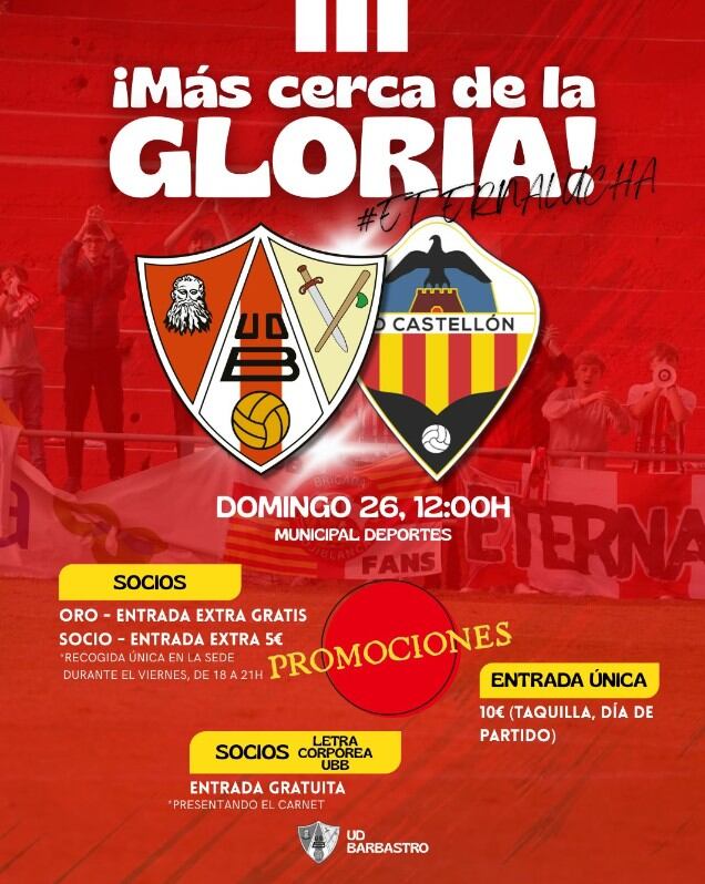 La UD Barbastro quiere contar con su afición ante el Castellón B