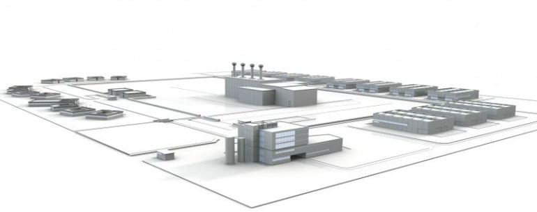 Maqueta del ATC, el Almacén Temporal de residuos nucleares de alta actividad que se planeó construir en Villar de Cañas (Cuenca)