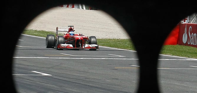 El piloto español de Ferrari, durante la sesión de calificación del GP de España, en la que ha terminado quinto.