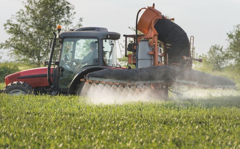 Un agricultor realiza una trabajo en un campo agrícola