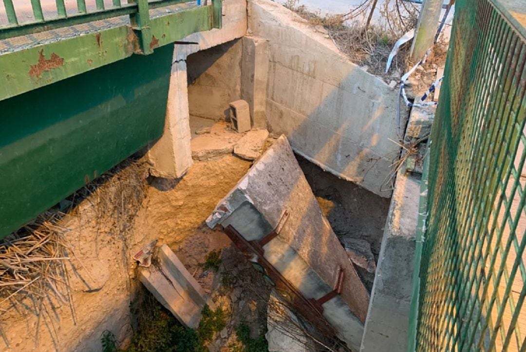 Destrozos en el puente de El Paraje (Alguazas) tras la tromba de agua de septiembre de 2019 