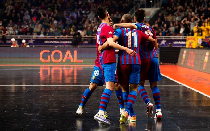 La celebración de uno de los goles del partido