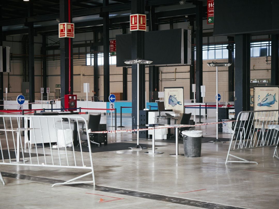 Recinto ferial de Navarra (REFENA) preparado para la realización test antígenos y PCR de detección del COVID-19 en Pamplona