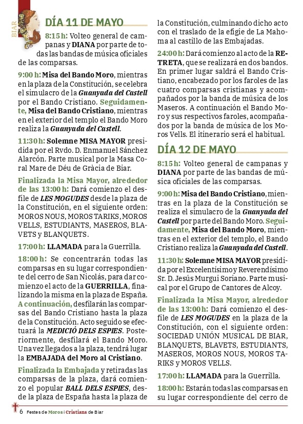 Programa de fiestas de Biar